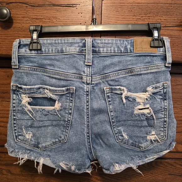 American Eagle Outfitters Distressed Blue Denim Shorts - Picture 2 of 4